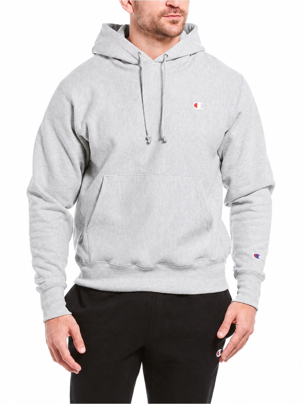 Champion Light Gray Hooded Pullover Sweatshirt (MINT CONDITION)